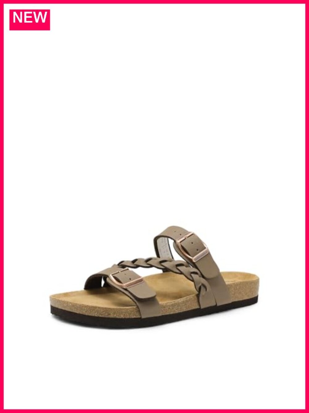 Womens Slide Sandals Adjustable Straps Cork Footbed EVA Outsole